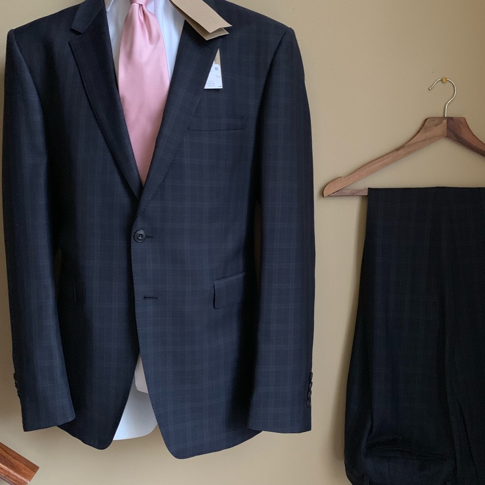 NWT Mens Burberry 2-piece suit Navy Millbank 44R